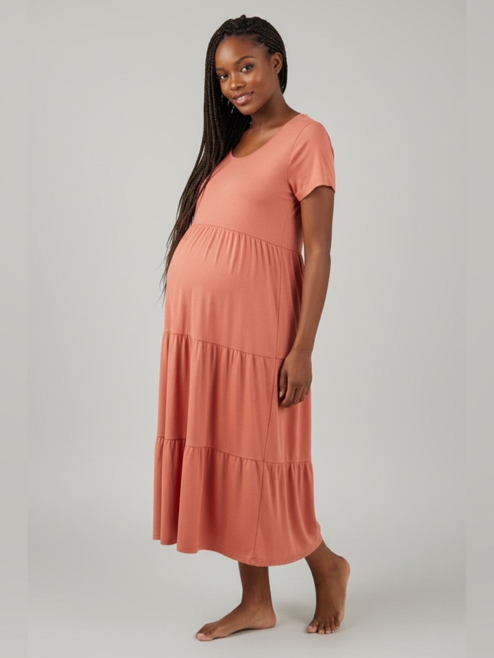 Isabel Maternity By Ingrid & Isabel Tiered Midi Dress // Orange // Large